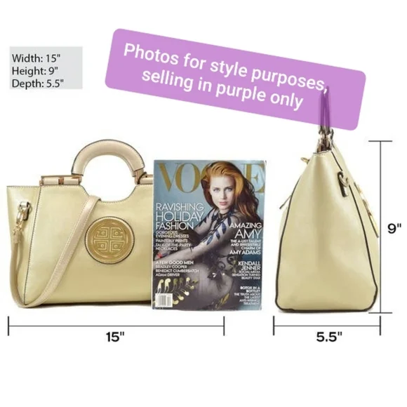 💜DASEIN💜 😺Purple Medallion Satchel (Vegan) bag purse - Picture 5 of 8